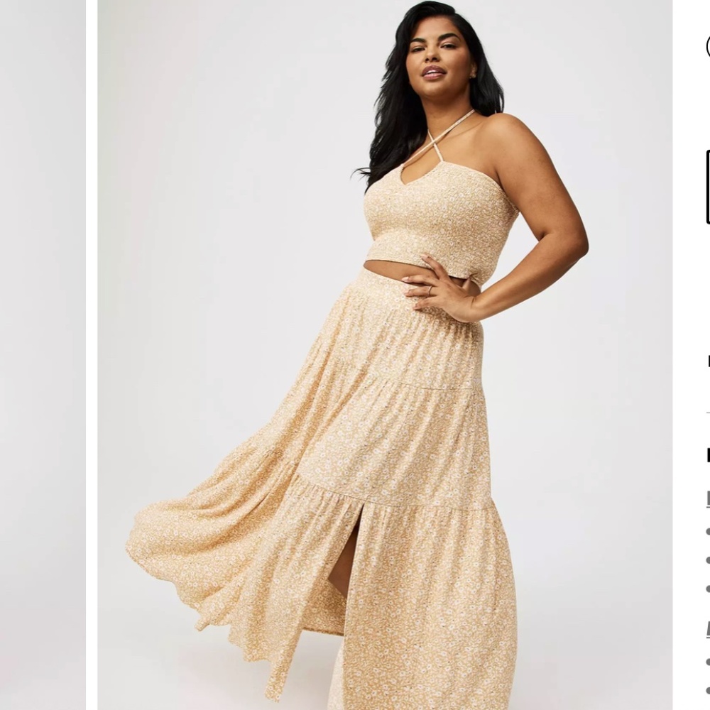 Torrid Plus crop top & Maxi skirt set size 2